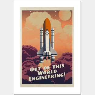 Out of this world Engineering!, NASA Space Shuttle — Vintage space poster Posters and Art